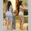 Pregnant Kim Kardashian in Sandal and Skintight Tank Dress: ShoeNews.Net